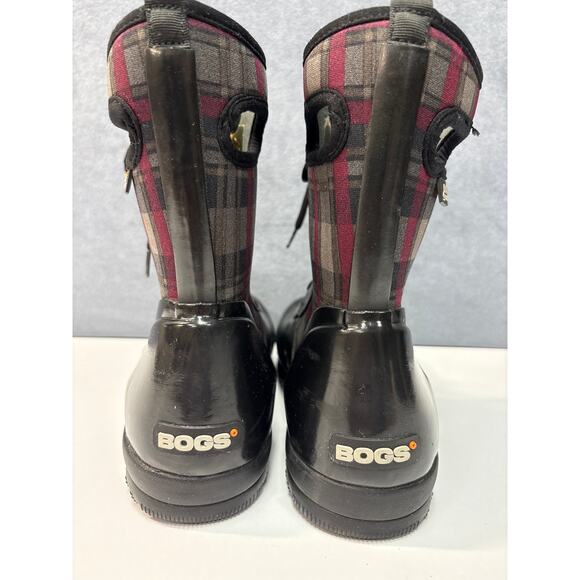 BOGS Neo-Tech Waterproof Rain / Barn Boots with Purple/Black Plaid Pattern Size9 - Picture 6 of 7